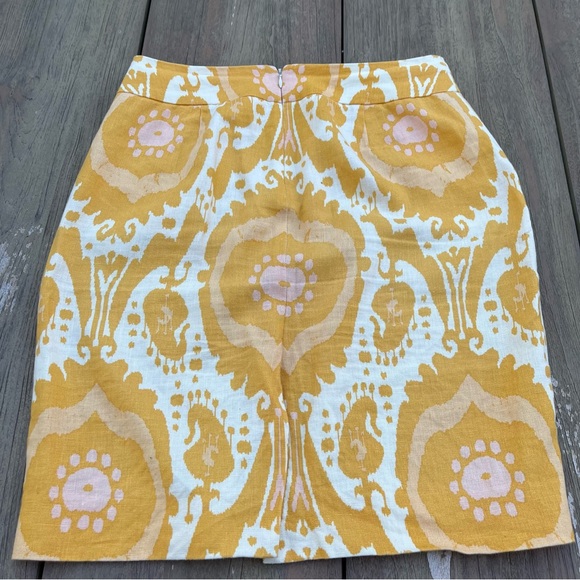 J.Crew linen skirt size 6 ikat yellow. - Picture 1 of 13